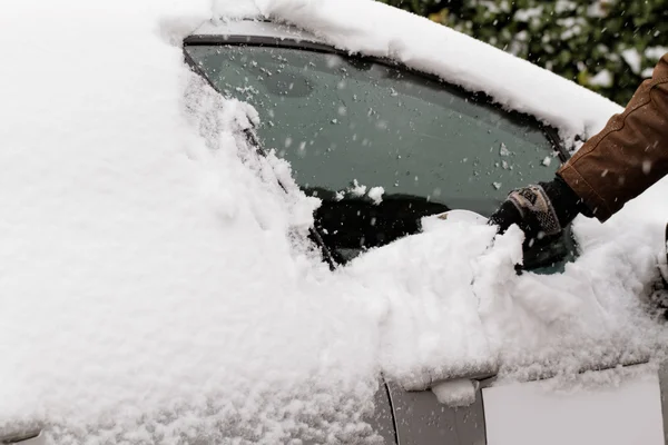 Snowy car window — Stock Photo, Image