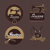 Retro sewing and tailoring vector logo, labels badges set