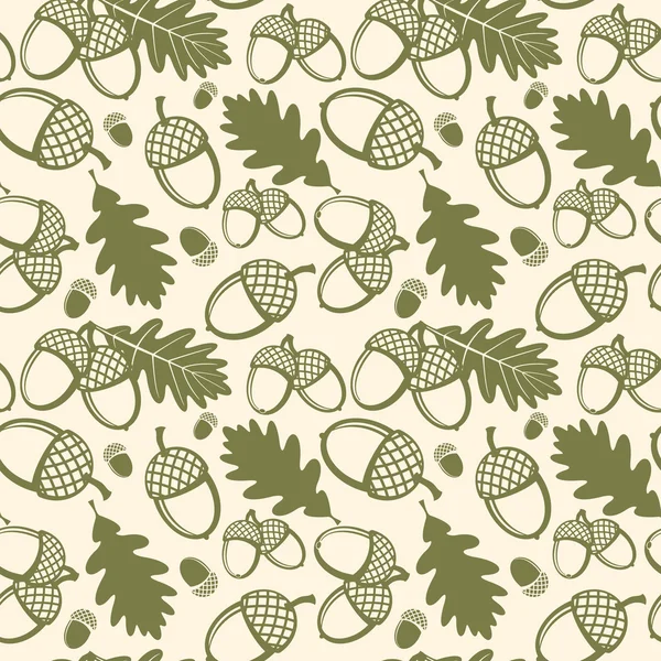 Oak leaves and acorns vector seamless pattern