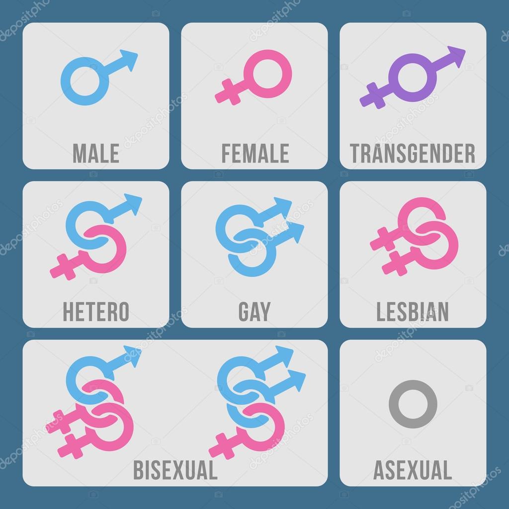 Vector Gender And Sexual Orientation Color Icons Set — Stock Vector 