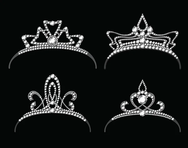 Tiaras and crowns with diamond vector set Stock Vector