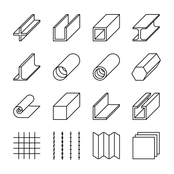 Metallurgy products line vector icons