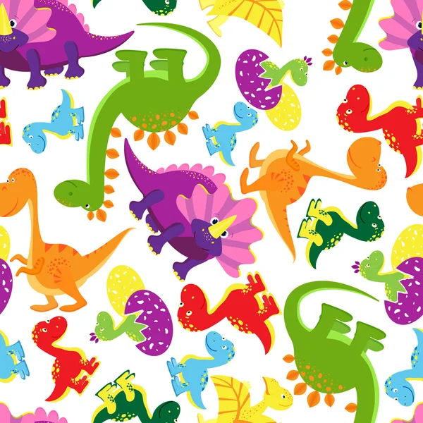 Seamless background pattern of baby dinosaurs Vector Graphics
