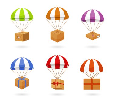 Set of Colorful Parachute Carrying Boxes