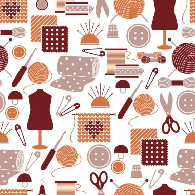 Sewing icons seamless pattern