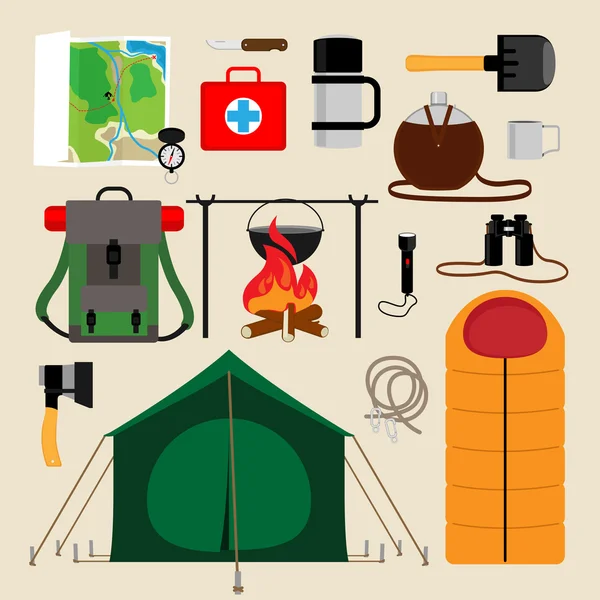 Camping equipment icons