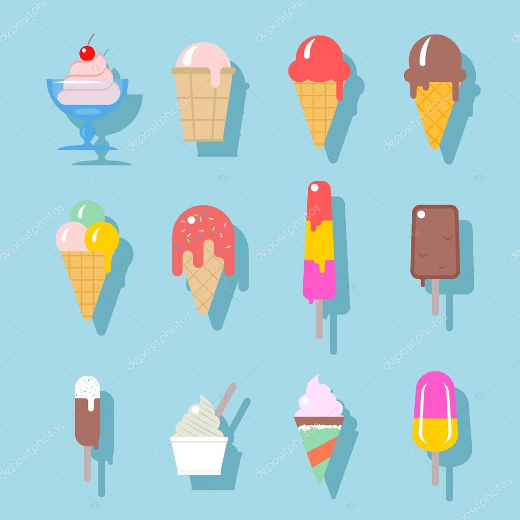 Ice cream icons set in flat style — Stock Vector © MSSA #63993857