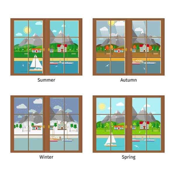 Vector window in different season