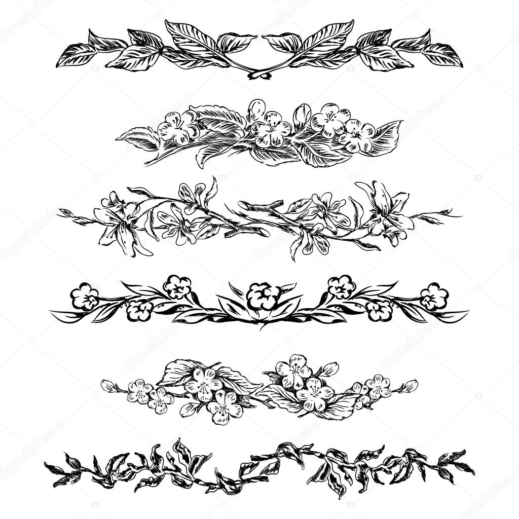 Download Floral page divider | Vintage floral page dividers — Stock Vector © MSSA #74202415