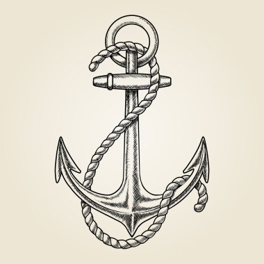 Vector hand drawn nautical anchor