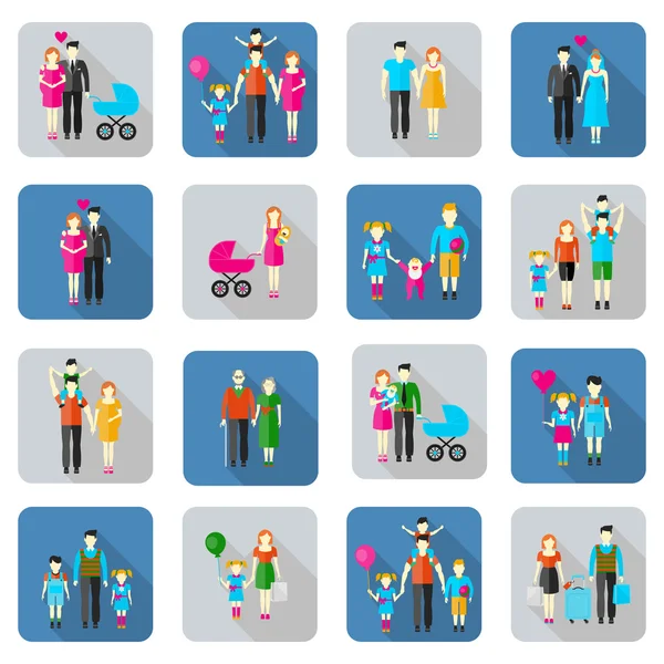 Family and people flat icons