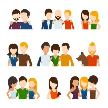 Friends and friendly relations flat icons