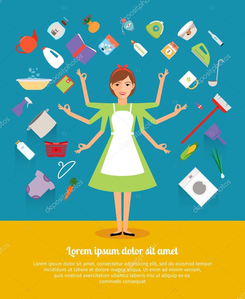 Creative Design Concepts Of Housewife Activity Vector Image By C K3star Vector Stock 80591230