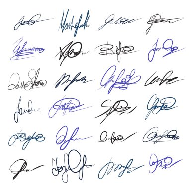 El yazısı kişisel imzalar set vektör