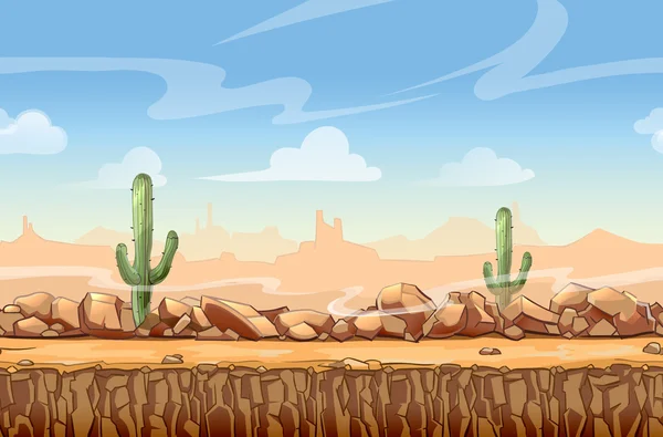 Wild West desert landscape cartoon seamless background for game