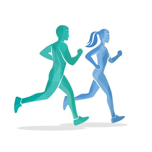 ᐈ Silhouette running stock vectors, Royalty Free couple running ...