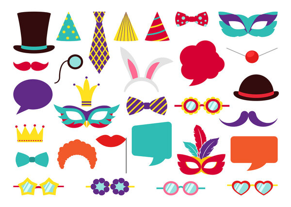 Party Birthday photo booth props. Vector collection
