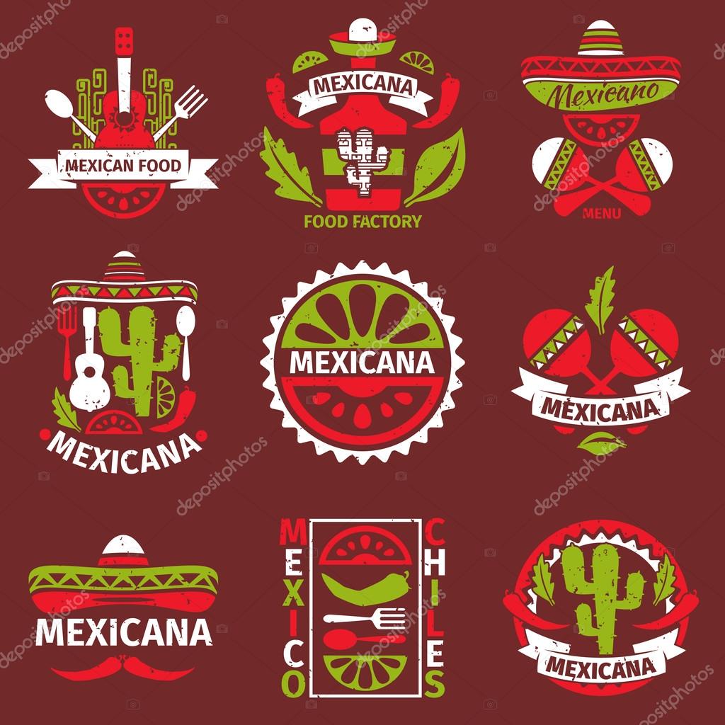 Comida mexicana grunge caucho vector sellos vector, gráfico vectorial
