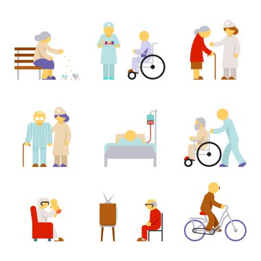 Senior health care service icons