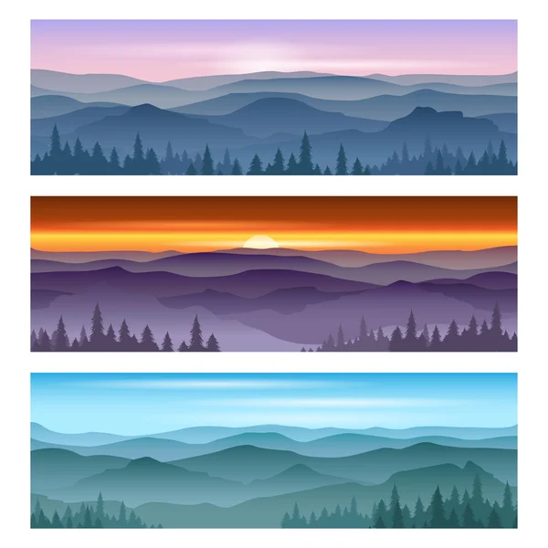 Sunrise at mountains sunset. Vector backgrounds