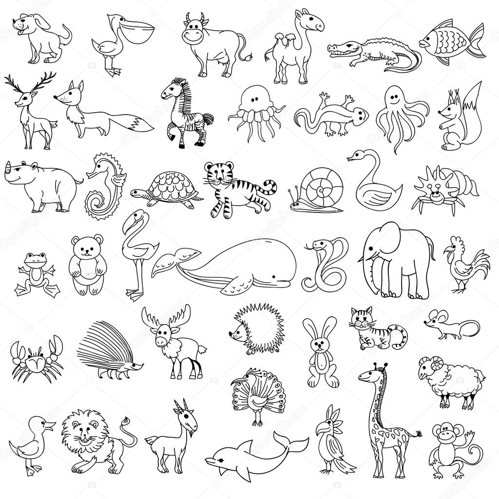Doodle animals childrens drawing Stock Vector Image by ©K3star #99826450