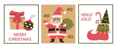 Yılbaşı afişi poster illüstrasyonunun koleksiyonunu ayarla