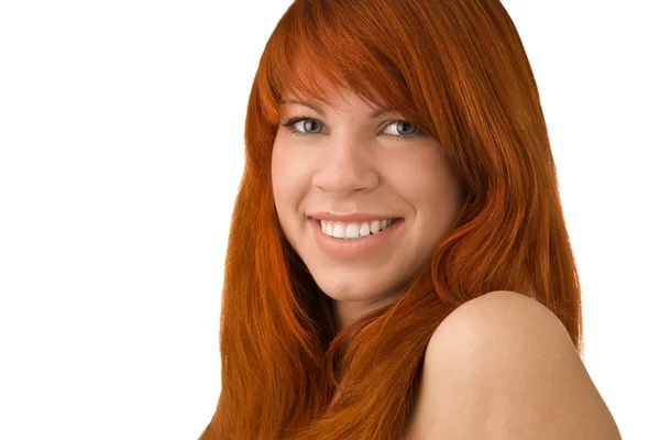 Portrait of beautiful ginger-haired woman with full sensuous lip — Stock Photo, Image