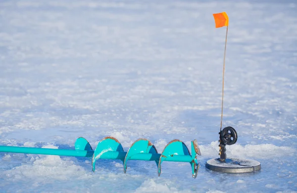 Ice Fishing on the Lake — Stock Photo, Image