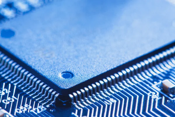 Microchip integrated on motherboard — Stock Photo, Image