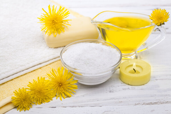 Spa. sea salt essential oils and dandelion