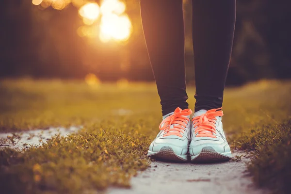 Chaussure de course dans un parc par une journée ensoleillée — Photo