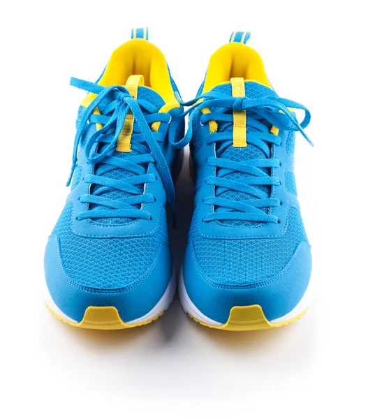 Pair of blue sport shoes on white background — Stock Photo, Image