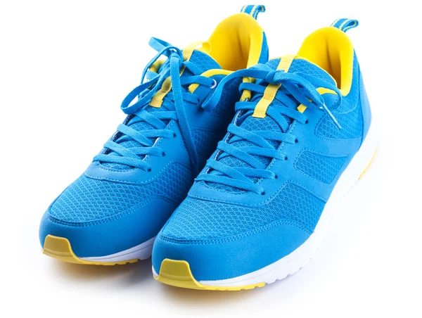 Pair of blue sport shoes on white background — Stock Photo, Image