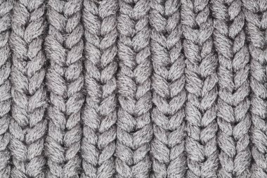 Gri örgü yün dokusu arkaplanı.