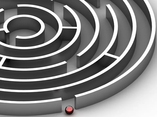 3D steel Circular maze — Stock Photo, Image