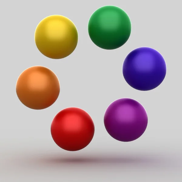 Colorful glossy balls on gray — Stock Photo, Image