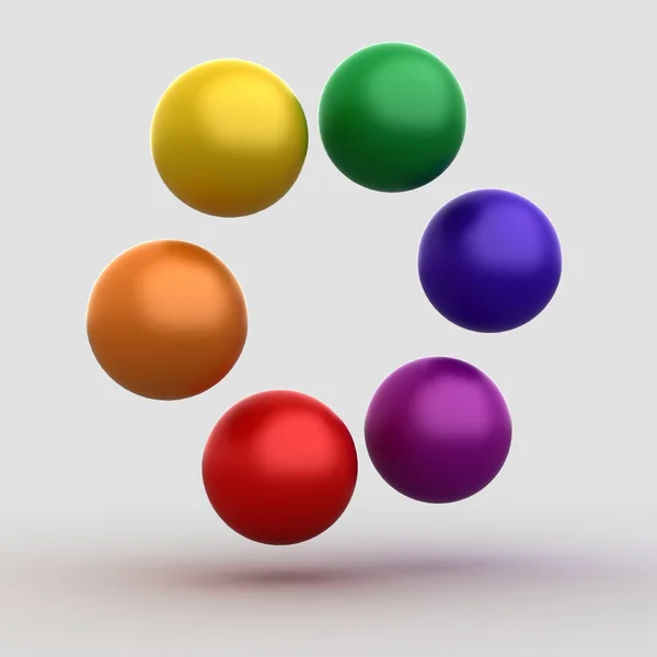 Bolas brilhantes coloridas em cinza — Fotografia de Stock