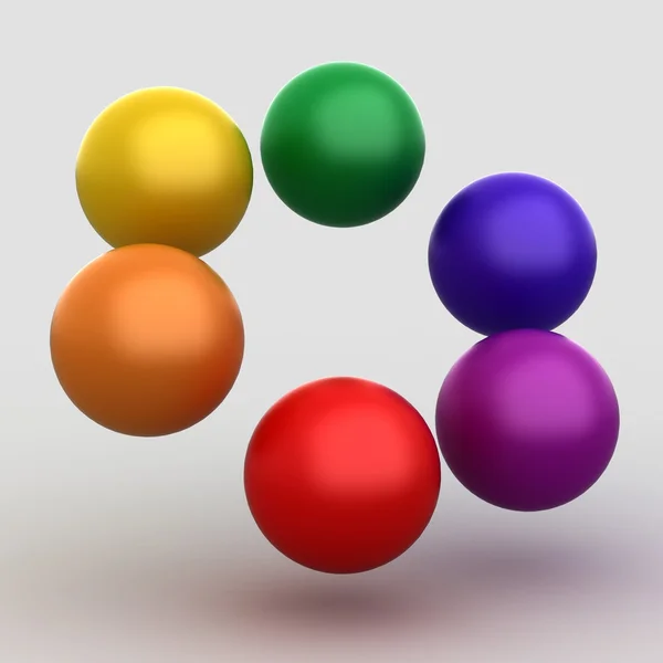 Bolas brilhantes coloridas em cinza — Fotografia de Stock