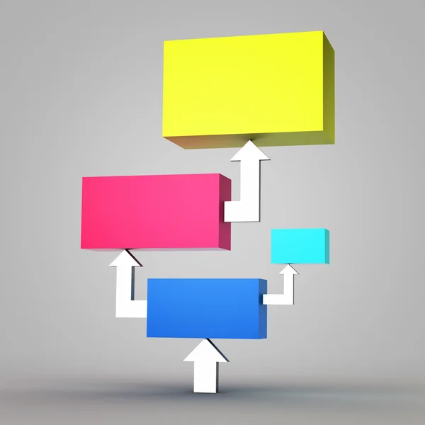 Colorful cubes with arrows 3D — Stock Photo, Image