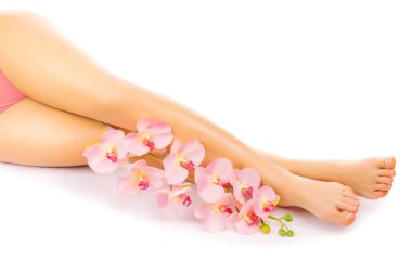 Pembe orkide çiçek rahatlatıcı pedikür