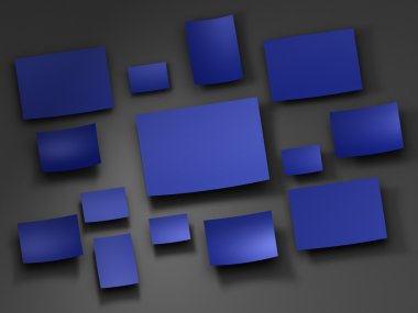 Mavi kağıt etiketleri. 3D render