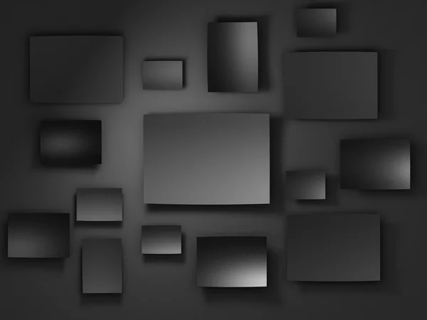Zwart papier stickers. 3D render — Stockfoto