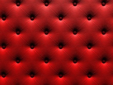 Kırmızı doku düğmeli.