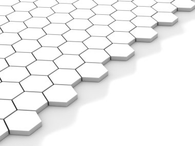 Beyaz arka plan altıgenler ve yer ile