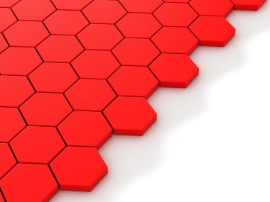 altıgenler ve yer kırmızı arka plan