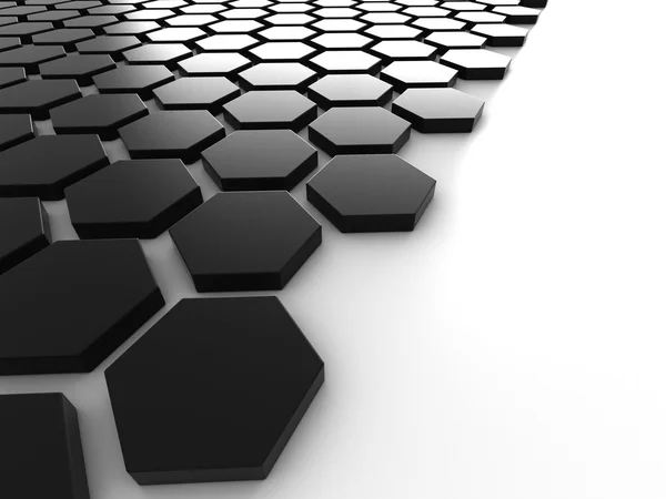 Black background with hexagons and place — Stock Photo, Image