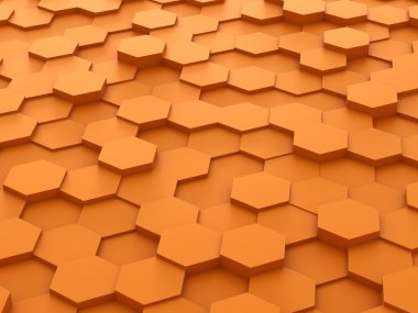 3d turuncu altıgen blok arka plan