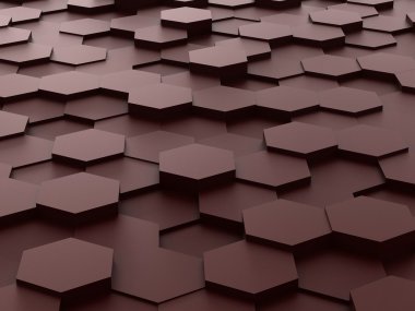 3d kahverengi altıgen blok arka plan