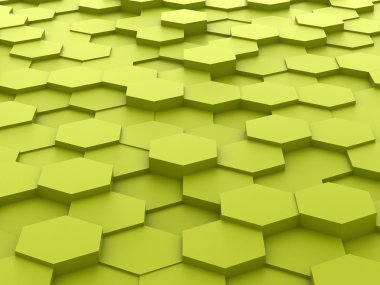 3d yeşil altıgen blok arka plan