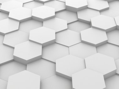 3d beyaz altıgen blok arka plan